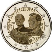 Luxembourg 2 Euro (Centenary of the birth of Grand Duke Jean-Hologram) 1921 JEAN HENRI GROUSSHERZOGE VU LËTZEBUERG 2021 coin reverse Luxembourg 2 Euro (Centenary of the birth of Grand Duke Jean-Hologram) 1921 JEAN HENRI GROUSSHERZOGE VU LËTZEBUERG 2021 coin reverse