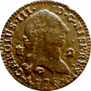 Spain 2 Maravedis (Carlos III) KM# 406.1 CAROLUS III D G HISP REX 2 1787 coin obverse Spain 2 Maravedis (Carlos III) KM# 406.1 CAROLUS III D G HISP REX 2 1787 coin obverse