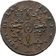 Spain 2 Maravedis (Isabel II) KM# 532.1 REYNA DE LAS ESPAÑAS coin reverse Spain 2 Maravedis (Isabel II) KM# 532.1 REYNA DE LAS ESPAÑAS coin reverse