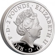 UK 2 Pounds The Queen's Beasts 2021 Proof ELIZABETH II D G REG F D 2 POUNDS J.C coin obverse UK 2 Pounds The Queen's Beasts 2021 Proof ELIZABETH II D G REG F D 2 POUNDS J.C coin obverse