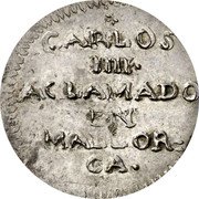 Spain 2 Reales (Carlos IIII Aclamado) CARLOS IIII ACLAMADO EN MALLORCA coin reverse Spain 2 Reales (Carlos IIII Aclamado) CARLOS IIII ACLAMADO EN MALLORCA coin reverse
