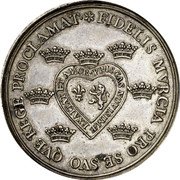 Spain 2 Reales (Carolvs IV heart shield) FIDELIS MVRCIA PRO SE SVO QVE REGE PROCLAMAT coin reverse Spain 2 Reales (Carolvs IV heart shield) FIDELIS MVRCIA PRO SE SVO QVE REGE PROCLAMAT coin reverse