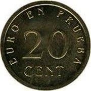 Spain 20 Cent Churriana 1998 X# ME65 EURO EN PRUEBA 20 CENT coin obverse Spain 20 Cent Churriana 1998 X# ME65 EURO EN PRUEBA 20 CENT coin obverse