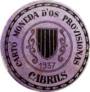 Spain 20 Centimos (Cabrils) CARTO MONEDA D'OS PROVISIONAS 1937 CABRILS coin reverse Spain 20 Centimos (Cabrils) CARTO MONEDA D'OS PROVISIONAS 1937 CABRILS coin reverse
