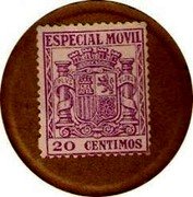 Spain 20 Centimos (Especial Movil purple) ESPECIAL MOVIL 20 CENTIMOS coin obverse Spain 20 Centimos (Especial Movil purple) ESPECIAL MOVIL 20 CENTIMOS coin obverse
