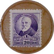 Spain 20 centimos (Francisco Pi y Margall) PI MARGALL REPÚBLICA ESPAÑOLA CORREOS 20 CÉNTIMOS FCA.NACIONAL DE MONEDA Y TIMBRE coin obverse Spain 20 centimos (Francisco Pi y Margall) PI MARGALL REPÚBLICA ESPAÑOLA CORREOS 20 CÉNTIMOS FCA.NACIONAL DE MONEDA Y TIMBRE coin obverse