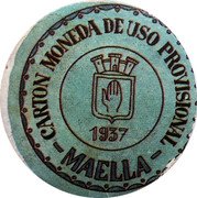 Spain 20 Centimos (Maella) CARTO MONEDA D'OS PROVISIONAS 1937 MAELLA coin reverse