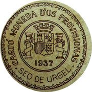Spain 20 Centimos (Seo de Urgel) CARTO MONEDA D'OS PROVISIONAS 1937 SEO DE URGEL coin reverse