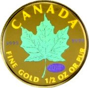 Canada 20 dollars 20th Anniversary Gold Maple Leaf Hologram 1999 In Sets only KM# 368 CANADA 9999 9999 FINE GOLD 1/2 OZ OR PUR coin reverse Canada 20 dollars 20th Anniversary Gold Maple Leaf Hologram 1999 In Sets only KM# 368 CANADA 9999 9999 FINE GOLD 1/2 OZ OR PUR coin reverse