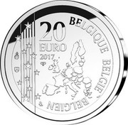 Belgium 20 Euro Joseph Poelaert 2017 20 EURO 2017 QP LL BELGIQUE BELGIE BELGIEN coin obverse
