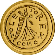 Spain 20 Euro Numismatic Treasures - Visigothic tremissis, King Leovigild 2011 KM# 1251 TODE TORE CONO coin reverse Spain 20 Euro Numismatic Treasures - Visigothic tremissis, King Leovigild 2011 KM# 1251 TODE TORE CONO coin reverse