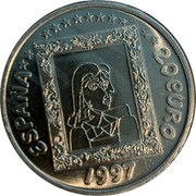 Spain 20 Euro Pablo Picasso 1997 X# 131a 1997 20 EURO ESPAÑA coin obverse Spain 20 Euro Pablo Picasso 1997 X# 131a 1997 20 EURO ESPAÑA coin obverse