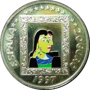 Spain 20 Euro Pablo Picasso 1997 X# 131b 1997 20 EURO ESPAÑA coin obverse Spain 20 Euro Pablo Picasso 1997 X# 131b 1997 20 EURO ESPAÑA coin obverse