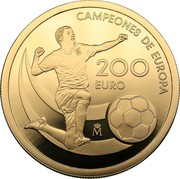 Spain 200 Euro European Champions Piedfort 2012 M Proof CAMPEONES DE EUROPA 200 EURO M coin reverse Spain 200 Euro European Champions Piedfort 2012 M Proof CAMPEONES DE EUROPA 200 EURO M coin reverse