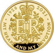 UK 200 Pounds 95th Anniversary of Queen Elizabeth II 2021 Proof 1926 2021 EIIR TN MY HEART AND MY DEVOTION coin reverse UK 200 Pounds 95th Anniversary of Queen Elizabeth II 2021 Proof 1926 2021 EIIR TN MY HEART AND MY DEVOTION coin reverse