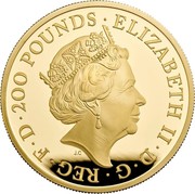 UK 200 Pounds Britannia - Premium Exclusive 2021 ELIZABETH II D G REG F D 200 POUNDS coin obverse UK 200 Pounds Britannia - Premium Exclusive 2021 ELIZABETH II D G REG F D 200 POUNDS coin obverse