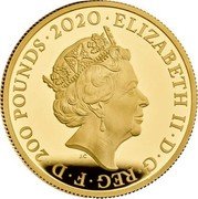 UK 200 Pounds (The Three Graces) ELIZABETH II D G REG F D 200 POUNDS 2020 J.C coin obverse UK 200 Pounds (The Three Graces) ELIZABETH II D G REG F D 200 POUNDS 2020 J.C coin obverse