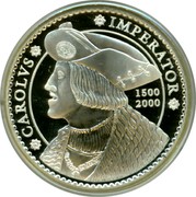 Spain 2000 Pesetas Charles V (Lubeck) 2000 M Proof CAROLVS IMPERATOR 1500 - 2000 coin reverse