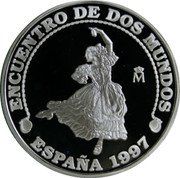 Spain 2000 Pesetas (Flamenco) ENCUENTRO DE DOS MUNDOS M ESPAÑA 1997 coin reverse Spain 2000 Pesetas (Flamenco) ENCUENTRO DE DOS MUNDOS M ESPAÑA 1997 coin reverse