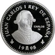 Spain 2000 Pesetas (House of Bourbon) 1998 CARLOS IV JUAN CARLOS I REY DE ESPAÑA M coin obverse Spain 2000 Pesetas (House of Bourbon) 1998 CARLOS IV JUAN CARLOS I REY DE ESPAÑA M coin obverse
