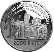 Spain 2000 Pesetas San Martin de Fromista 1999 M AÑO JUBILAR COMPOSTELANO SAN MARTÍN DE FRÓMISTA 2000 PTAS M coin reverse Spain 2000 Pesetas San Martin de Fromista 1999 M AÑO JUBILAR COMPOSTELANO SAN MARTÍN DE FRÓMISTA 2000 PTAS M coin reverse