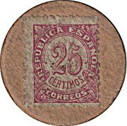 Spain 25 Centimos (Correos Numeral) REPÚBLICA ESPAÑOLA 25 CÉNTIMOS CORREOS coin obverse Spain 25 Centimos (Correos Numeral) REPÚBLICA ESPAÑOLA 25 CÉNTIMOS CORREOS coin obverse