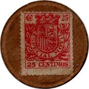 Spain 25 Centimos (Special Stamp) CS. 25 ESPECIAL MOVIL 25 CENTIMOS coin obverse Spain 25 Centimos (Special Stamp) CS. 25 ESPECIAL MOVIL 25 CENTIMOS coin obverse