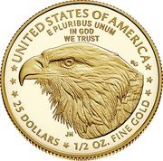 USA 25 Dollars American Gold Eagle 2021 W Proof UNITED STATES OF AMERICA E PLURIBUS UNUM IN GOD WE TRUST RG JN 25 DOLLARS 1/2 OZ. FINE GOLD coin reverse USA 25 Dollars American Gold Eagle 2021 W Proof UNITED STATES OF AMERICA E PLURIBUS UNUM IN GOD WE TRUST RG JN 25 DOLLARS 1/2 OZ. FINE GOLD coin reverse