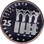 Spain 25 ECU Antoni Gaudi 1994 25 ECU CATALUNYA 1994 coin obverse Spain 25 ECU Antoni Gaudi 1994 25 ECU CATALUNYA 1994 coin obverse