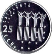 Spain 25 ECU (Ildefons Cerda) 25 ECU CATALUNYA 1996 coin obverse