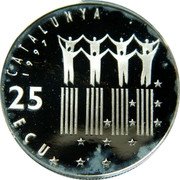 Spain 25 ECU (Merce Rodoreda) 25 ECU CATALUNYA 1997 coin obverse Spain 25 ECU (Merce Rodoreda) 25 ECU CATALUNYA 1997 coin obverse