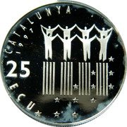 Spain 25 ECU (Pompeu Fabra) 25 ECU CATALUNYA 1997 coin obverse Spain 25 ECU (Pompeu Fabra) 25 ECU CATALUNYA 1997 coin obverse