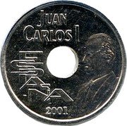 Spain 25 Pesetas Juan Carlos I 2001 KM# 1013a JUAN CARLOS I ESPAÑA 2001 coin obverse Spain 25 Pesetas Juan Carlos I 2001 KM# 1013a JUAN CARLOS I ESPAÑA 2001 coin obverse