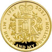 UK 25 Pounds 95th Birthday of The Queen 2021 Proof 1926 2021 EIIR TN MY HEART AND MY DEVOTION coin reverse UK 25 Pounds 95th Birthday of The Queen 2021 Proof 1926 2021 EIIR TN MY HEART AND MY DEVOTION coin reverse