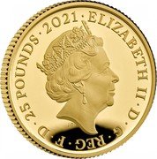UK 25 Pounds (Alice Through the Looking Glass) ELIZABETH II D G REG F D 25 POUNDS 2021 J C coin obverse UK 25 Pounds (Alice Through the Looking Glass) ELIZABETH II D G REG F D 25 POUNDS 2021 J C coin obverse