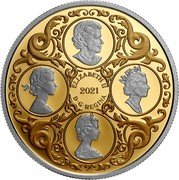Canada 250 Dollars (Her Majesty Queen Elizabeth's Lover's Knot Tiara) ELIZABETH II D G REGINA 2021 coin obverse Canada 250 Dollars (Her Majesty Queen Elizabeth's Lover's Knot Tiara) ELIZABETH II D G REGINA 2021 coin obverse