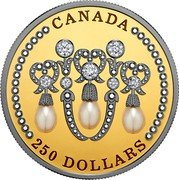 Canada 250 Dollars (Her Majesty Queen Elizabeth's Lover's Knot Tiara) CANADA 250 DOLLARS coin reverse Canada 250 Dollars (Her Majesty Queen Elizabeth's Lover's Knot Tiara) CANADA 250 DOLLARS coin reverse