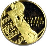 Spain 250 ECU Pau Casals 1993 1876 PAU CASALS 1973 coin reverse