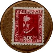 Spain 30 Centimos Lope de Vega 1938 REPVBLICA ESPAÑOLA CORREOS 1635 1935 LOPE D VEGA III CENTENARIO 30 CTMS D LOPE D VEGA coin obverse Spain 30 Centimos Lope de Vega 1938 REPVBLICA ESPAÑOLA CORREOS 1635 1935 LOPE D VEGA III CENTENARIO 30 CTMS D LOPE D VEGA coin obverse