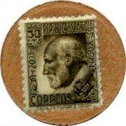 Spain 30 Centimos Ramon y Cajal 1938 REPUBLICA ESPAÑOLA 30 CTS RAMON Y CAJAL CORREOS coin obverse Spain 30 Centimos Ramon y Cajal 1938 REPUBLICA ESPAÑOLA 30 CTS RAMON Y CAJAL CORREOS coin obverse