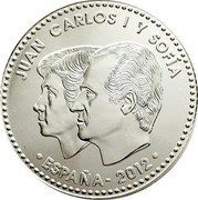 Spain 30 Euro 10th Anniversary of Euro Cash 2012 ♔M JUAN CARLOS I Y SOFÍA ESPAÑA 2012 coin obverse Spain 30 Euro 10th Anniversary of Euro Cash 2012 ♔M JUAN CARLOS I Y SOFÍA ESPAÑA 2012 coin obverse