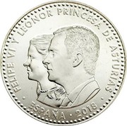 Spain 30 Euro (1300th Anniversary of the Kingdom of Asturias) FELIPE VI Y LEONOR PRINCESA DE ASTURIAS ESPAÑA 2018 coin obverse Spain 30 Euro (1300th Anniversary of the Kingdom of Asturias) FELIPE VI Y LEONOR PRINCESA DE ASTURIAS ESPAÑA 2018 coin obverse