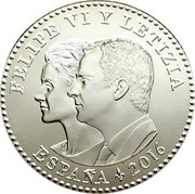 Spain 30 Euro (400th Anniversary of the Death of Miguel de Cervantes) FELIPE VI Y LETIZIA ESPAÑA 2016 coin obverse Spain 30 Euro (400th Anniversary of the Death of Miguel de Cervantes) FELIPE VI Y LETIZIA ESPAÑA 2016 coin obverse