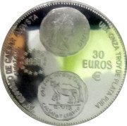 Spain 30 Euros (Reynoe Aragon) 1998 30 EUROS UNA ONZA TROY DE PLATA PURA coin reverse
