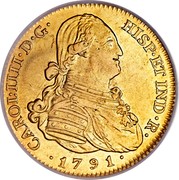 Spain 4 S KM# 436.2 Milled Real Coinage CAROL IIII D G HISP ET IND R coin obverse Spain 4 S KM# 436.2 Milled Real Coinage CAROL IIII D G HISP ET IND R coin obverse