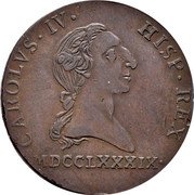 Spain 4 Reales (Barcino) CAROLVS IV HISP REX MDCCLXXXIX coin obverse Spain 4 Reales (Barcino) CAROLVS IV HISP REX MDCCLXXXIX coin obverse