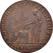 Spain 4 Reales (Barcino) BARCINO NOV REGNVM FAVST FEL REGI SVO coin reverse Spain 4 Reales (Barcino) BARCINO NOV REGNVM FAVST FEL REGI SVO coin reverse