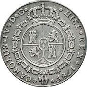 Spain 4 Reales (CAROLUS IV PHARUM LUCIFERI) 1789 CAROLUS IV D G HISP REX coin obverse Spain 4 Reales (CAROLUS IV PHARUM LUCIFERI) 1789 CAROLUS IV D G HISP REX coin obverse
