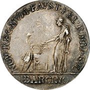 Spain 4 Reales (Carolvs IV Barcino) BARCINO NOV REGNVM FAVST FEL REGI SVO coin reverse Spain 4 Reales (Carolvs IV Barcino) BARCINO NOV REGNVM FAVST FEL REGI SVO coin reverse