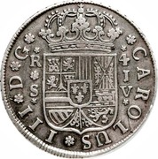 Spain 4 Reales (Carlos III) KM# 396.2 CAROLUS III D G R 4 S J V coin obverse Spain 4 Reales (Carlos III) KM# 396.2 CAROLUS III D G R 4 S J V coin obverse